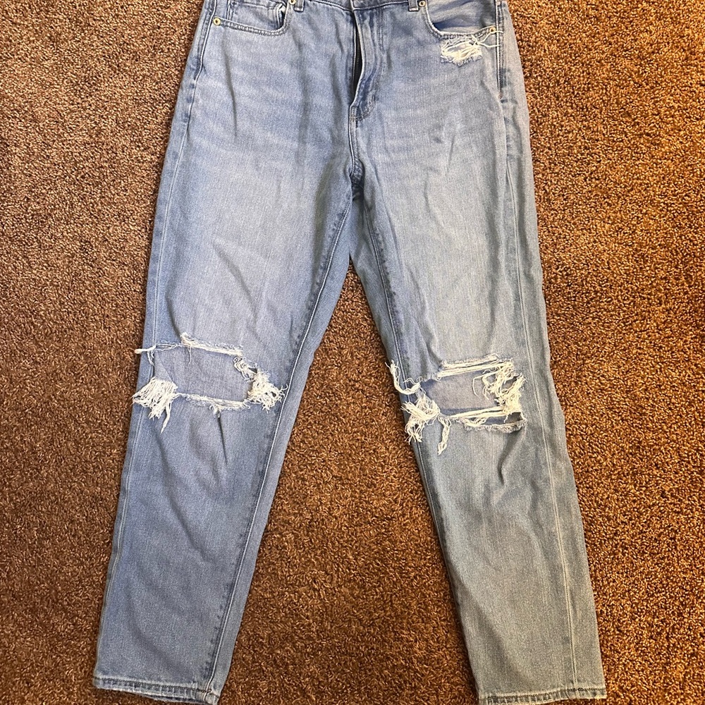 American Eagle Outfitters Light Blue Distressed Straight Leg Jeans